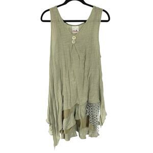 Bohemian Forest Fairy Dress Layered Green Hippie Festival Herbalist Witchy
